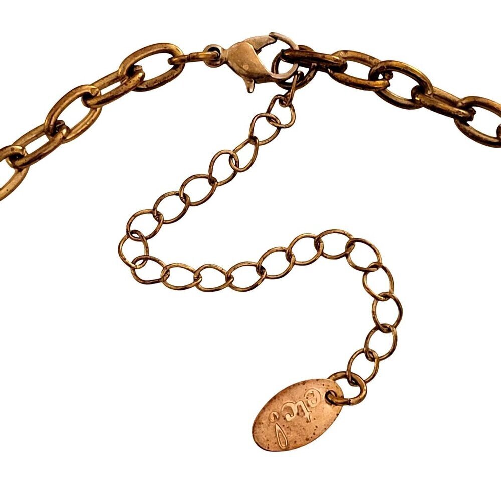 etc! Purple Rhinestone Floral Statement Necklace Gold Tone Chain 18" Adjustable - Picture 6 of 6